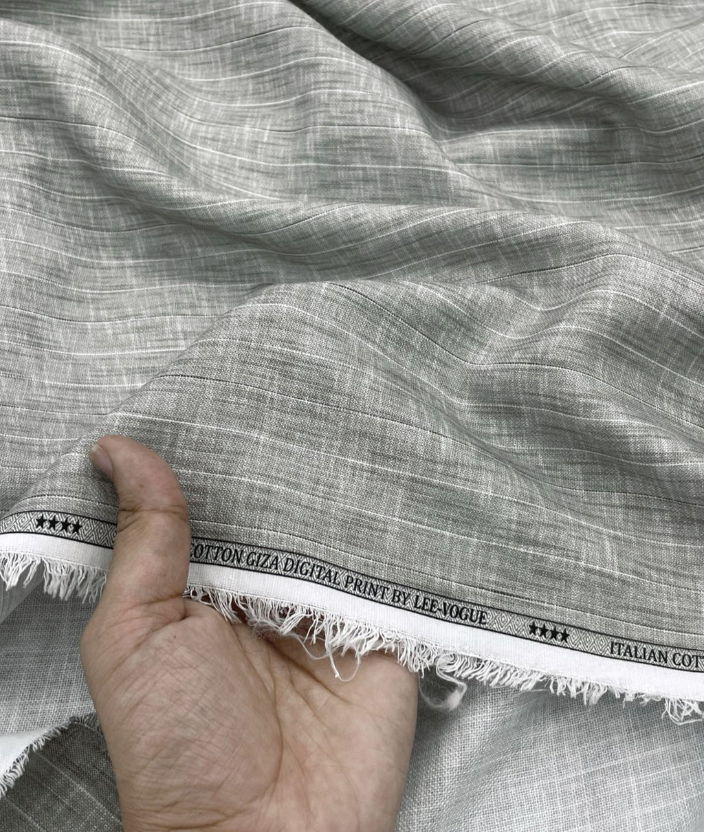 Slate Grey Fine Pinstripe Linen-Blend