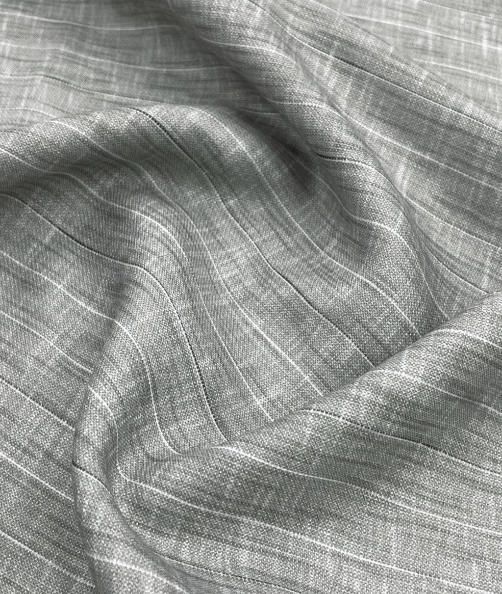 Slate Grey Fine Pinstripe Linen-Blend