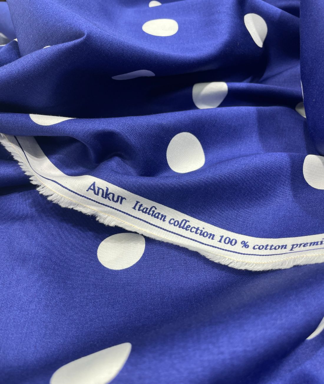 Designer Polka Dot Luxury Giza Cotton Shirt Fabric