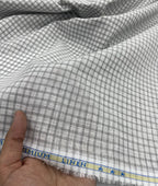 White & Grey Small Checks Linen Fabric for Shirt & Kurta