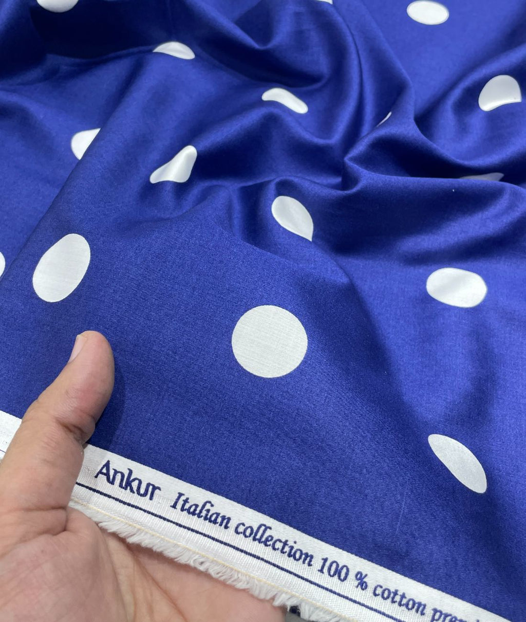 Designer Polka Dot Luxury Giza Cotton Shirt Fabric