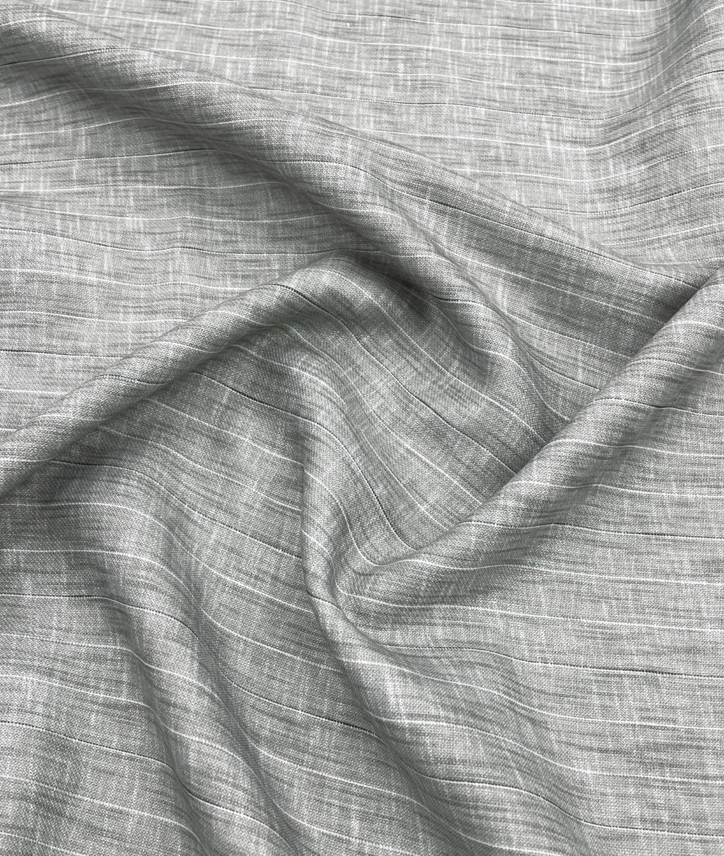 Slate Grey Fine Pinstripe Linen-Blend