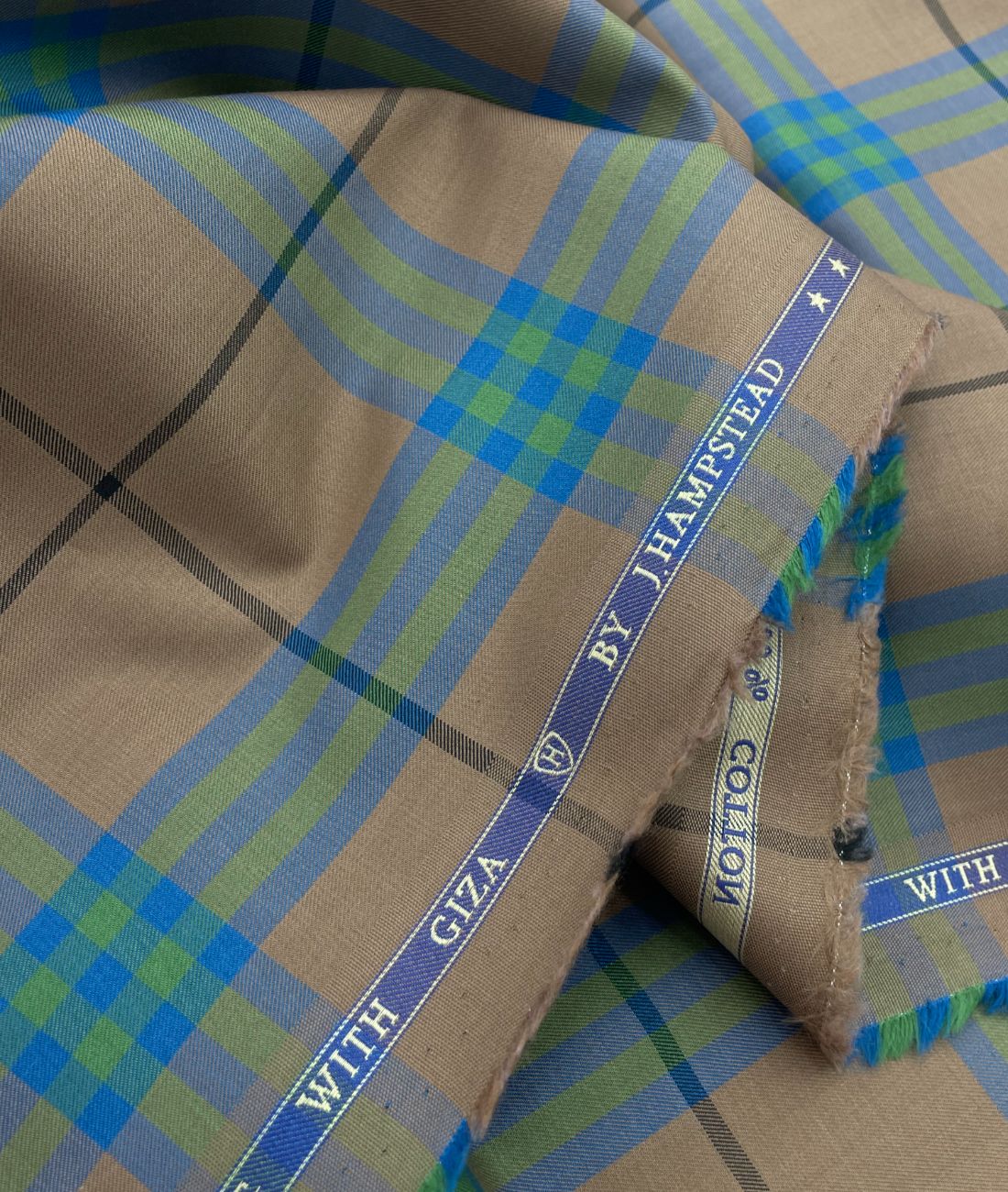 J.Hampstead Luxury 2 Ply Burberry Checks Giza Cotton Fabric for Men's Shirt