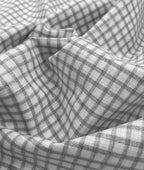 White & Grey Small Checks Linen Fabric for Shirt & Kurta