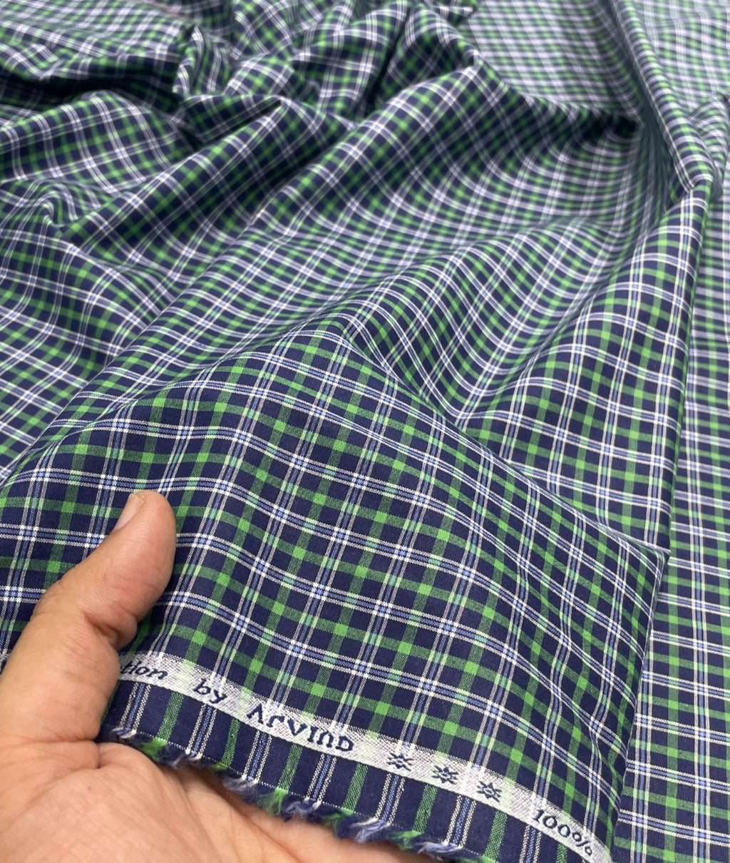 Arvind Tresca Small Checks Formal Premium 100% Cotton Fabric for Mens's Shirt