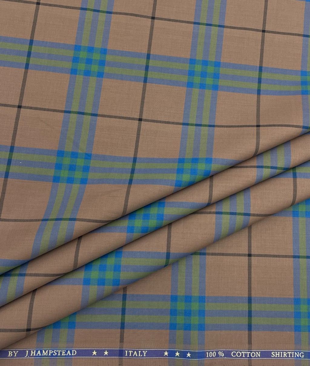 J.Hampstead Luxury 2 Ply Burberry Checks Giza Cotton Fabric for Men's Shirt