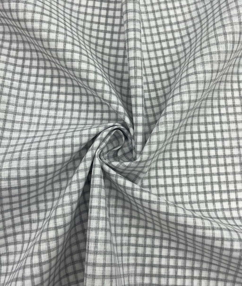 White & Grey Small Checks Linen Fabric for Shirt & Kurta