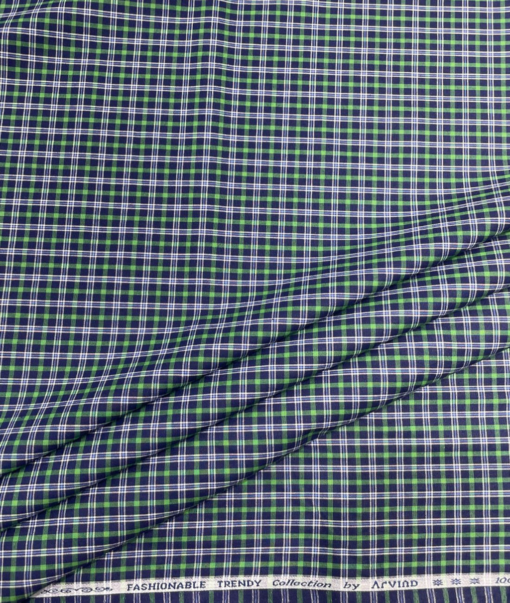 Arvind Tresca Small Checks Formal Premium 100% Cotton Fabric for Mens's Shirt