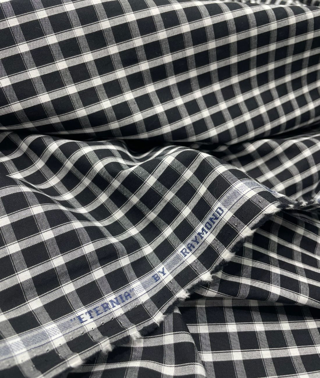 Raymond Small Black & White 100% Premium Cotton Shirt Fabric