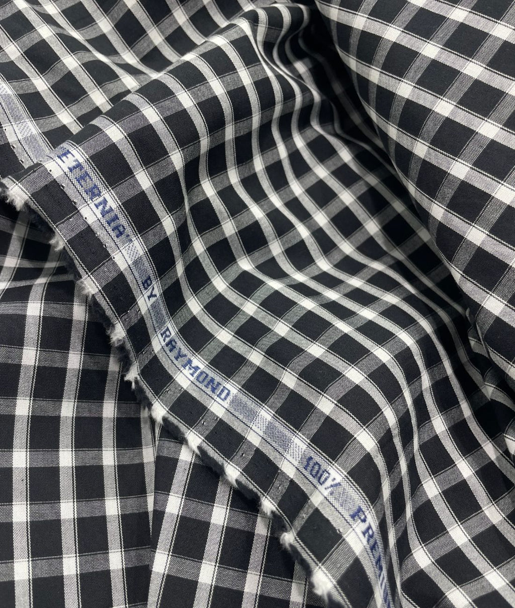 Raymond Small Black & White 100% Premium Cotton Shirt Fabric