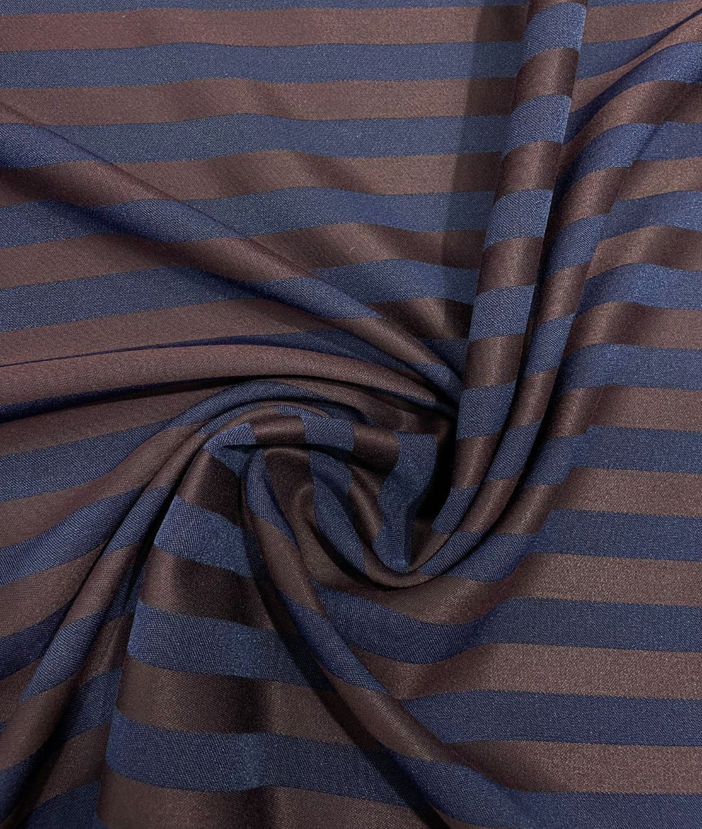 Augustus Luxury Stripe Blue & Wine Stretchable Fabric for Suit & Blazer