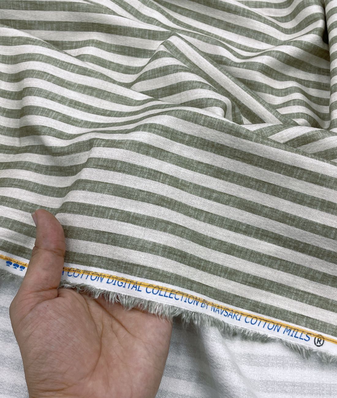 Olive & Cream Bold Stripe