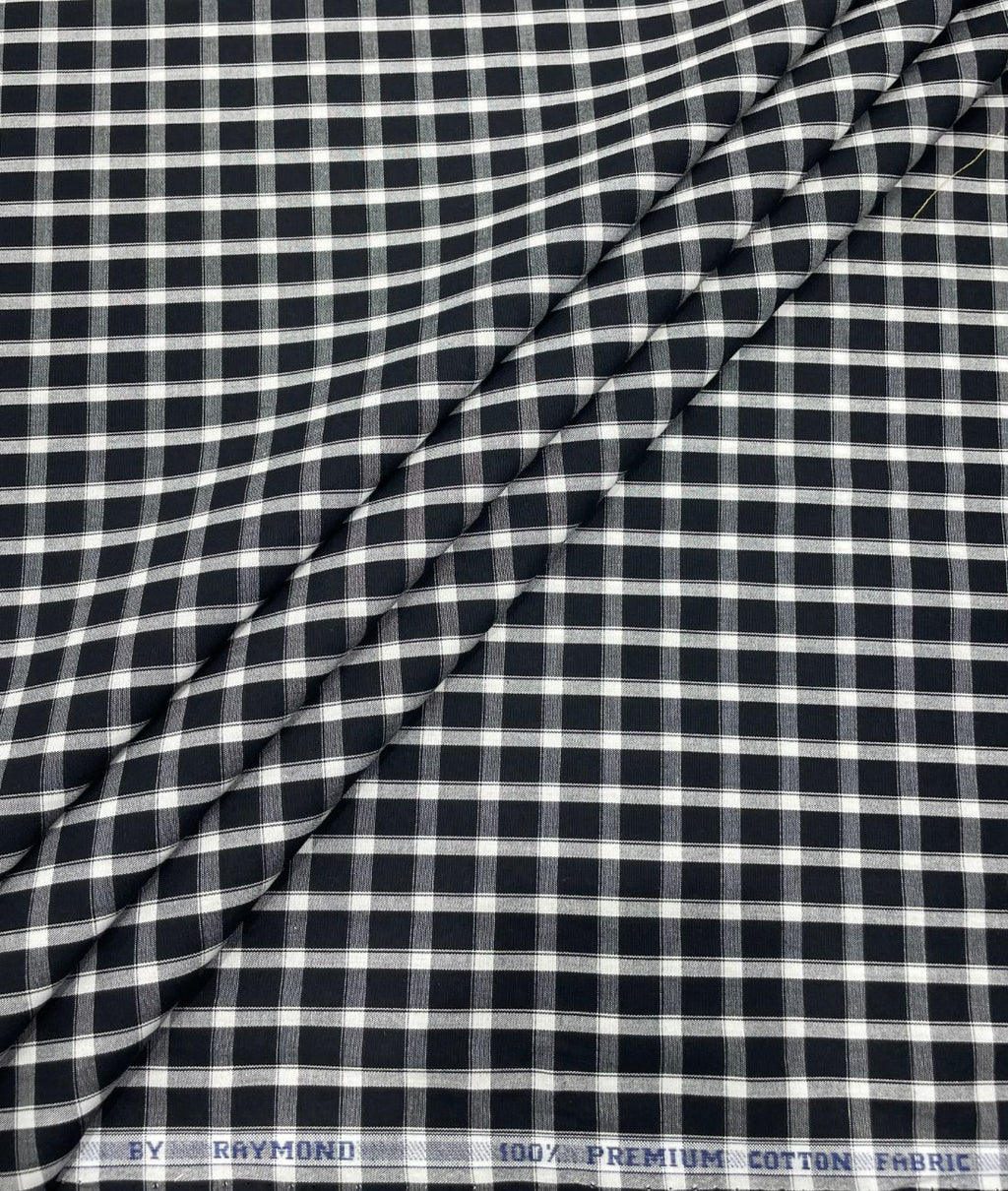 Raymond Small Black & White 100% Premium Cotton Shirt Fabric