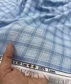 Blue Checks Linen Fabric for Shirt & Kurta