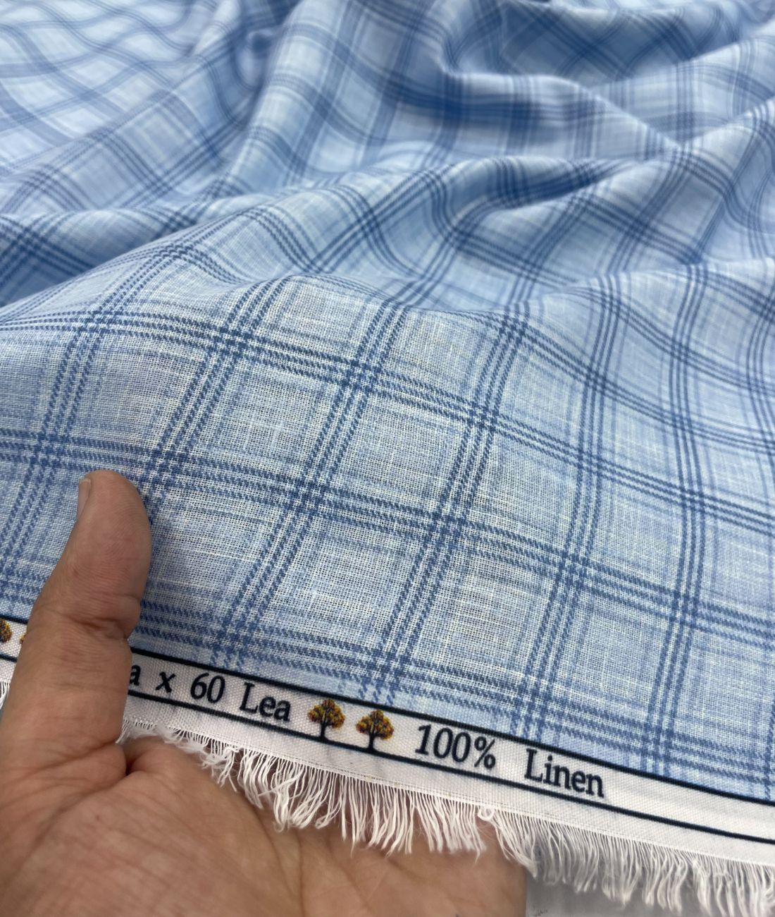 Blue Checks Linen Fabric for Shirt & Kurta