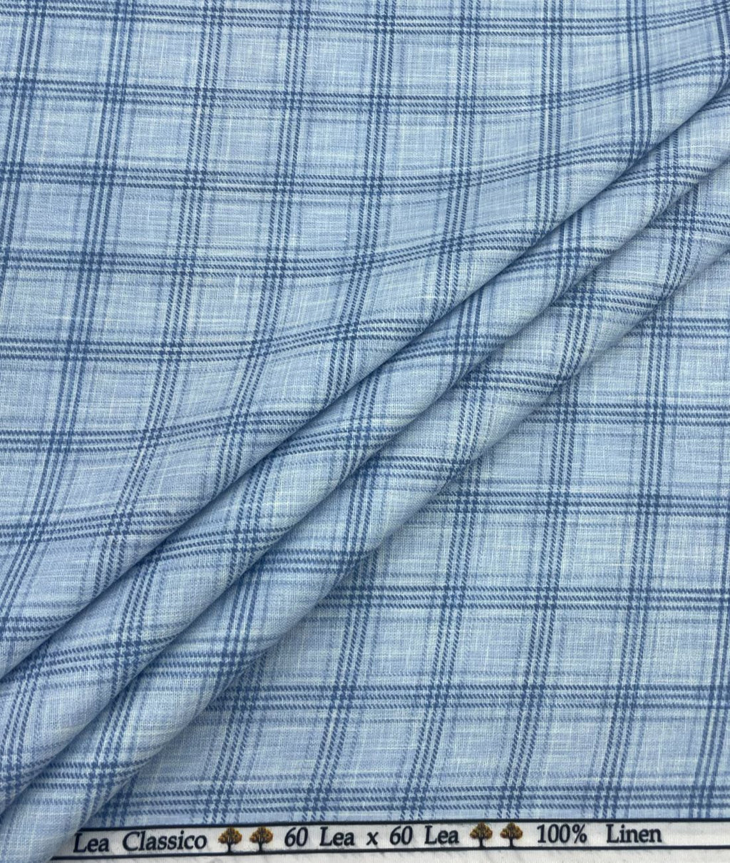 Blue Checks Linen Fabric for Shirt & Kurta