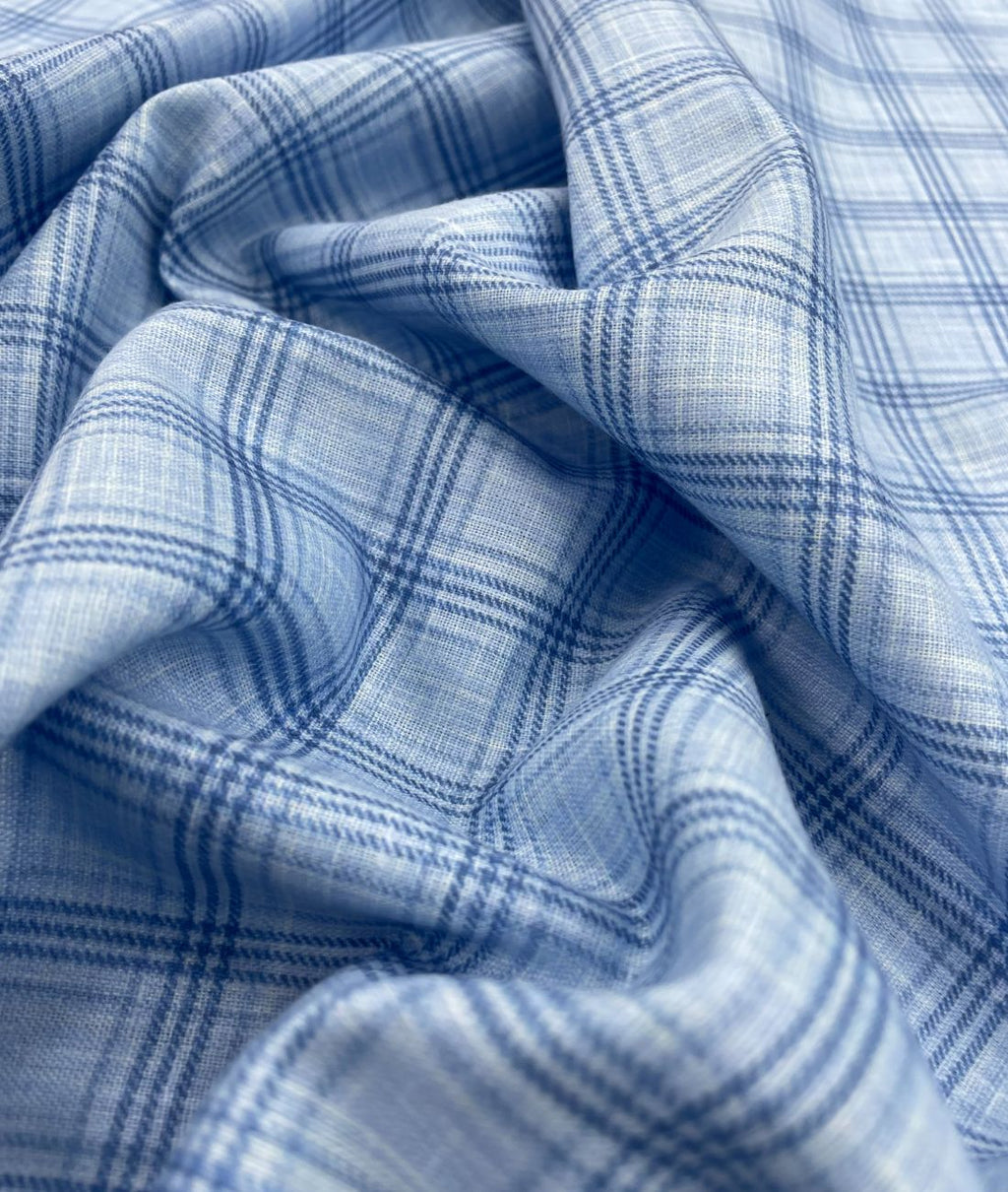 Blue Checks Linen Fabric for Shirt & Kurta