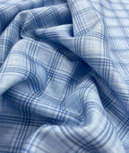 Blue Checks Linen Fabric for Shirt & Kurta