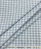 Blue & White Small Checks Linen Fabric for Shirt & Kurta
