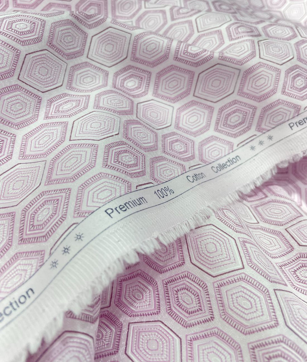 Birla Century Lavender Abstract Printed Luxury 2Ply Giza Cotton Fabric for Men's Shirt