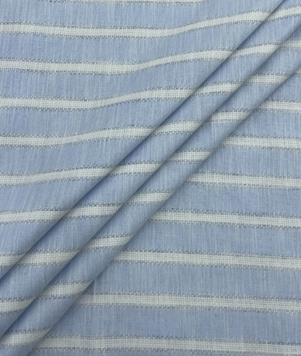 Sky Blue Stripe Linen Fabric for Shirt & Kurta