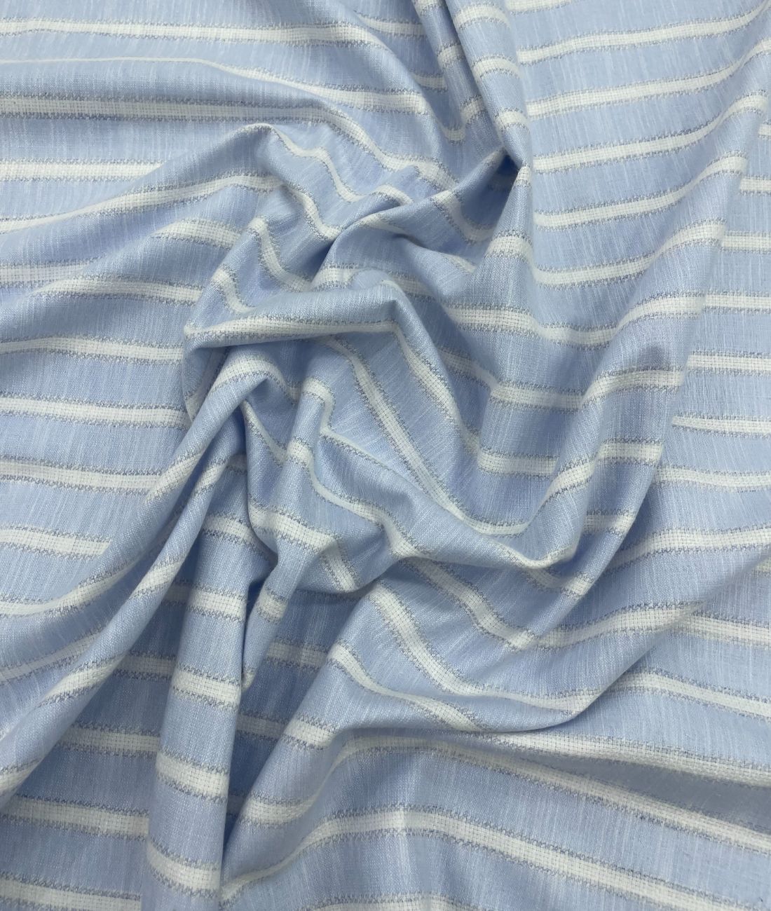 Sky Blue Stripe Linen Fabric for Shirt & Kurta