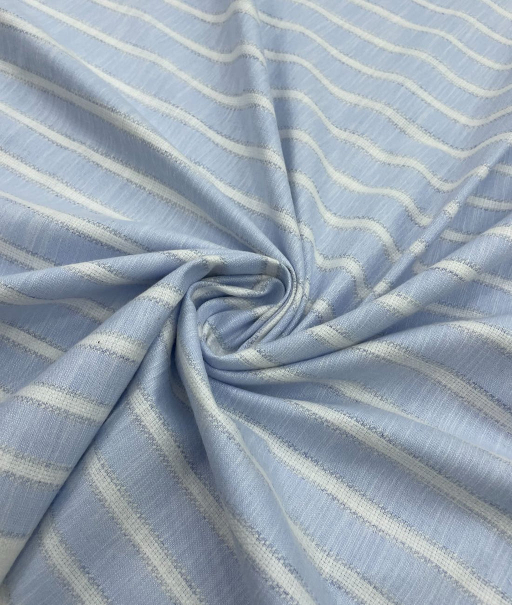 Sky Blue Stripe Linen Fabric for Shirt & Kurta