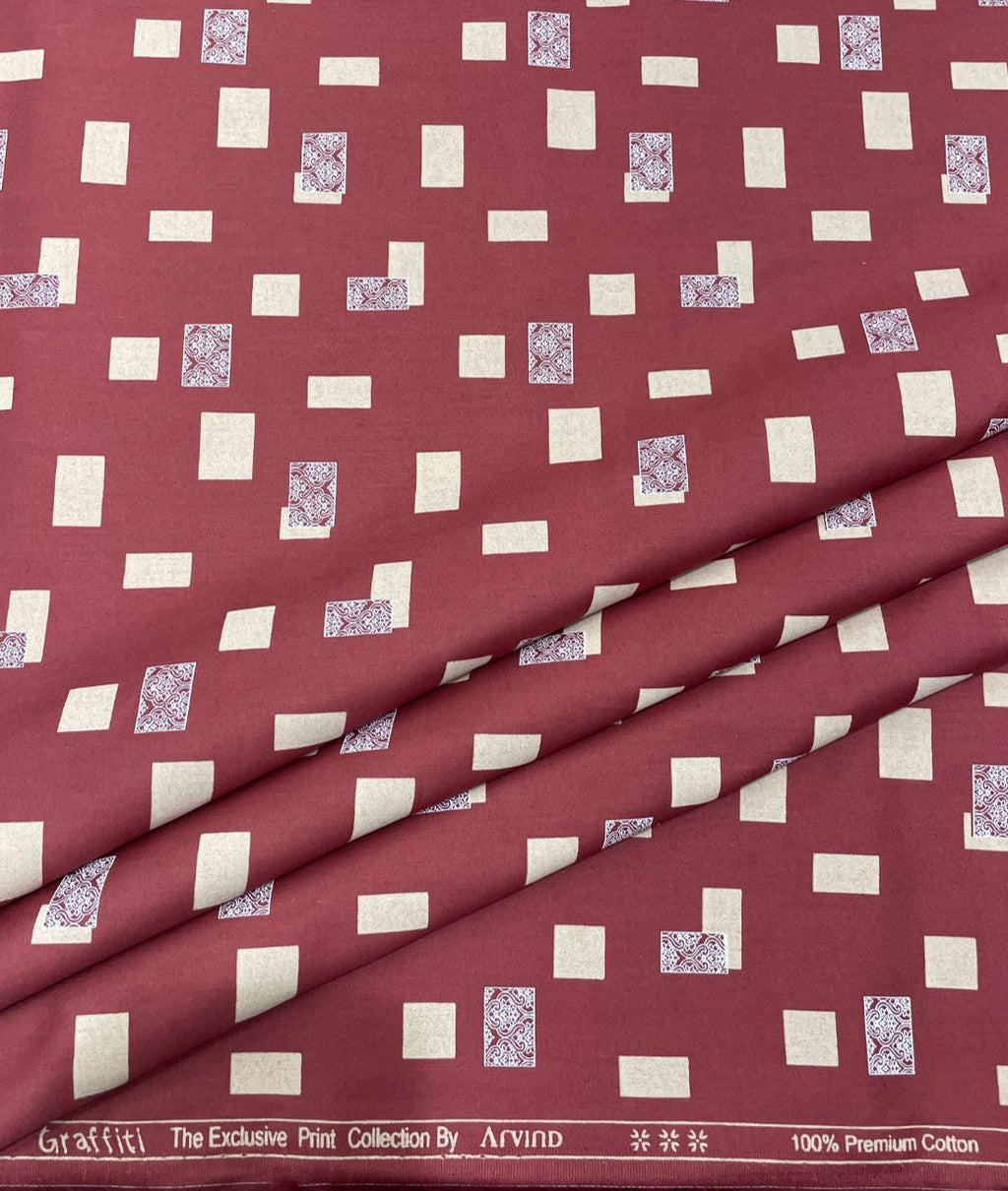 Arvind Tresca Graffiti Printed Luxury Giza Cotton Fabric for Men's Shirt