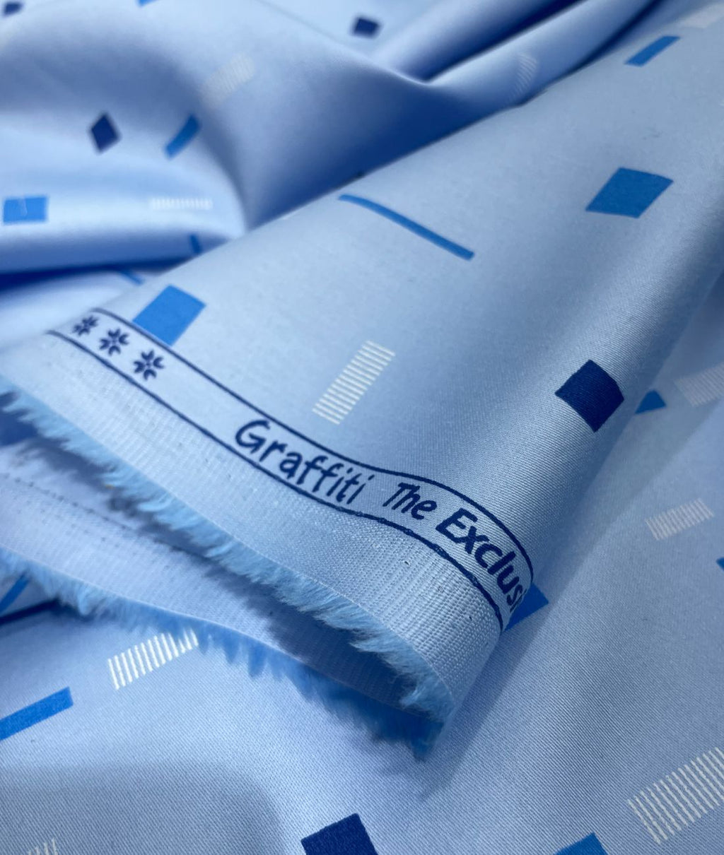 Arvind Tresca Graffiti Printed Luxury Giza Cotton Fabric for Men's Shirt