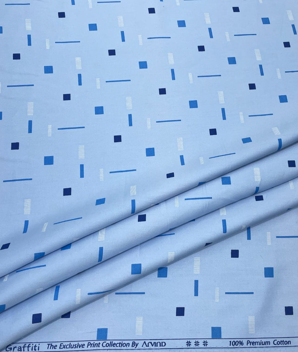 Arvind Tresca Graffiti Printed Luxury Giza Cotton Fabric for Men's Shirt