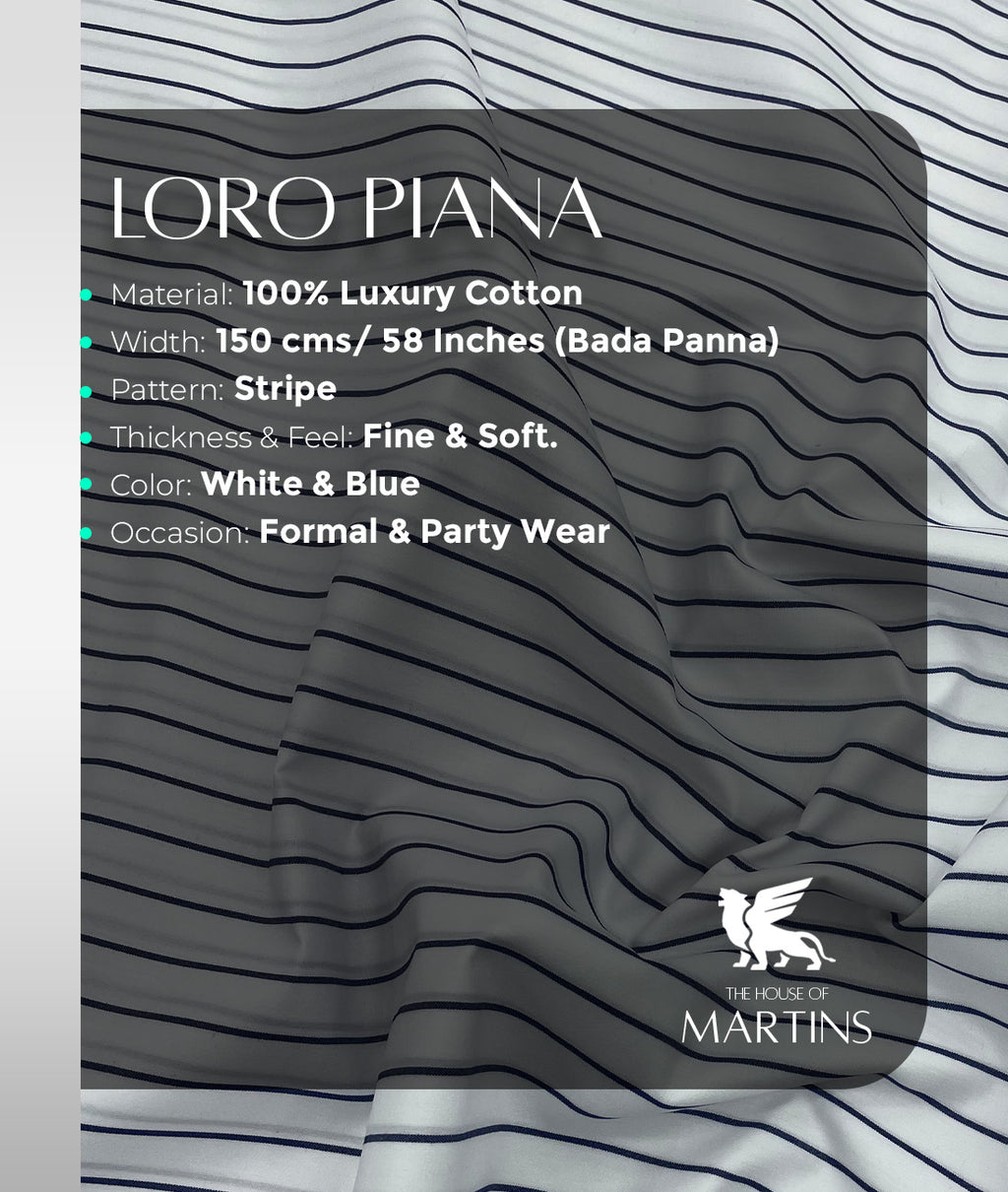 Loro Piana Stripe Old Money Premium Cotton Shirt Fabric
