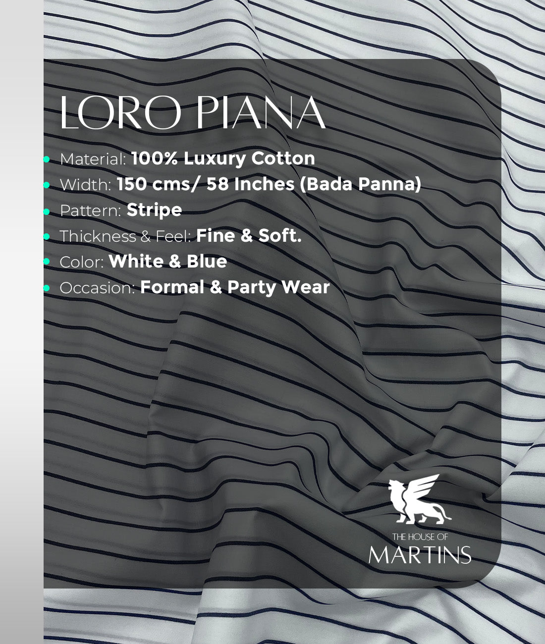 Loro Piana Stripe Old Money Premium Cotton Shirt Fabric