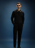 Black Designer Hand Embroidered Shirt Club Wear