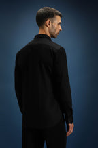 Vish(Snake) - Hand Embroidered Designer Shirt - Black
