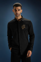 Thesaurus (Dragon)- Hand Embroidered Designer Shirt - Black