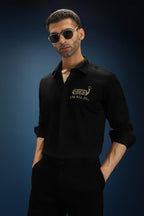 Fuck, I'm All in Hand Embroidered Designer Shirt - Black