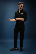 Fuck, I'm All in Hand Embroidered Designer Shirt - Black