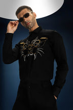 Beast Hand Embroidered Designer Shirt - Black