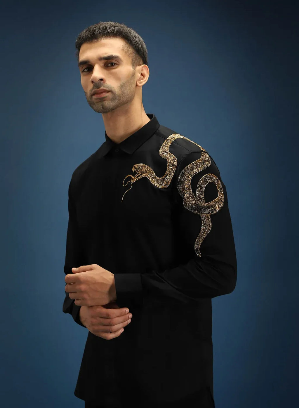Snake Luxury Designer Hand Embroidered Shirt
