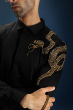 Viper(Snake) - Hand Embroidered Designer Shirt - Black