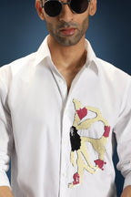 Blossom(Flower)- Hand Embroidered Designer Shirt - White