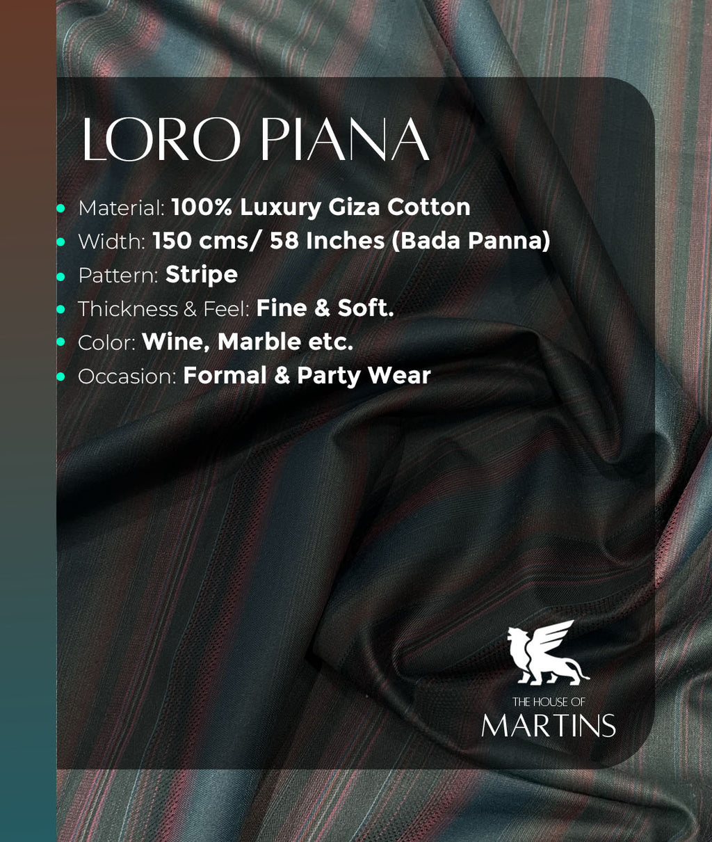 Loro Piana Stripe Luxury Designer Giza Cotton Fabric for Shirt