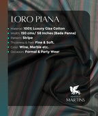 Loro Piana Stripe Luxury Designer Giza Cotton Fabric for Shirt