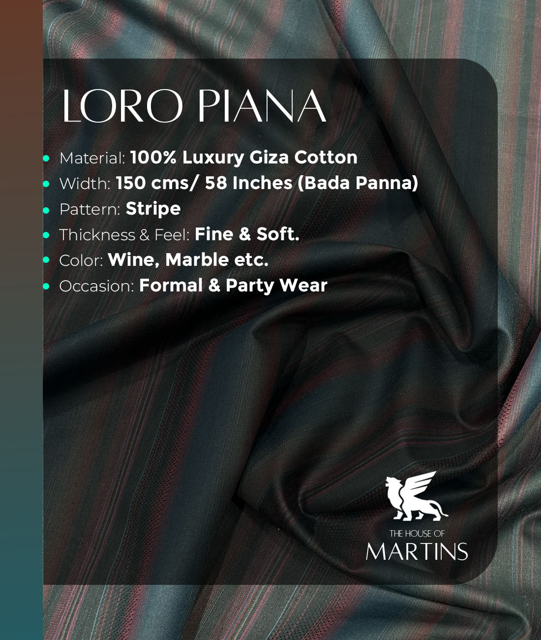 Loro Piana Stripe Luxury Designer Giza Cotton Fabric for Shirt