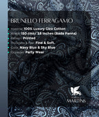 Brunello Ferragamo Italian Paisley Printed Luxury Giza Cotton Fabric