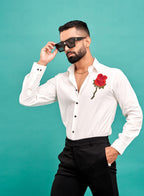 Rose Hand Embroidered Designer Shirt for Men