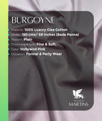 Burgoyne Luxury Hollywood Pink Color 2 Ply Giza Cotton Fabric
