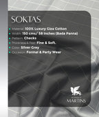 Soktas Checks Luxury 2 Ply Giza Cotton Fabric for Men's Shirts