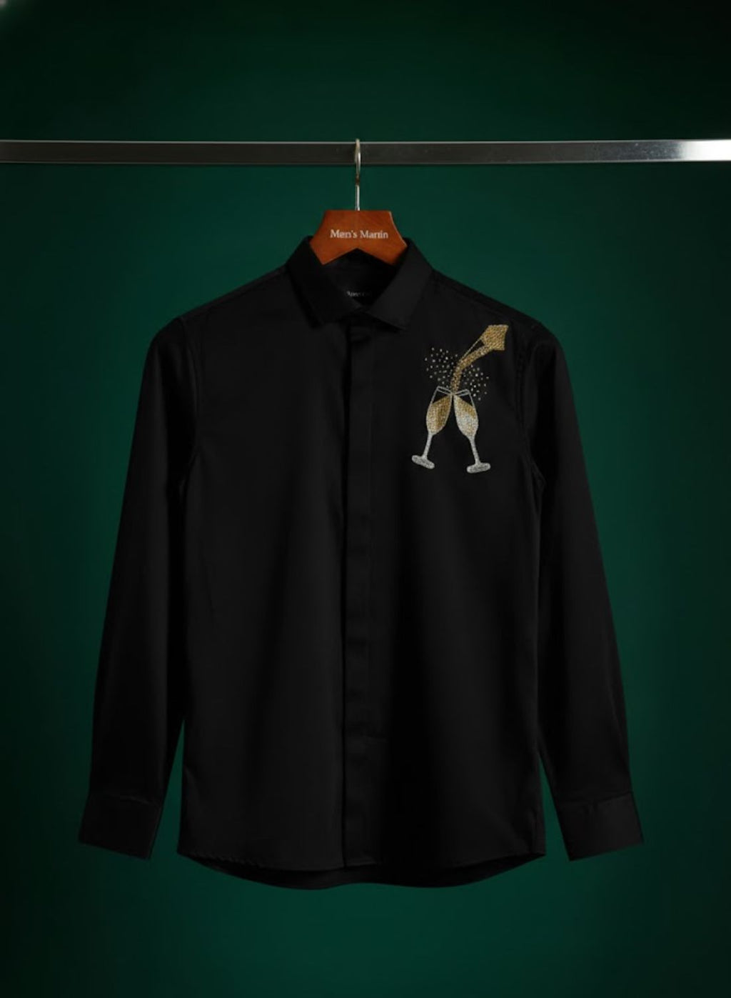 Black Designer Hand Embroidered Shirt Club Wear