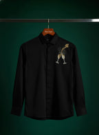 Black Designer Hand Embroidered Shirt Club Wear